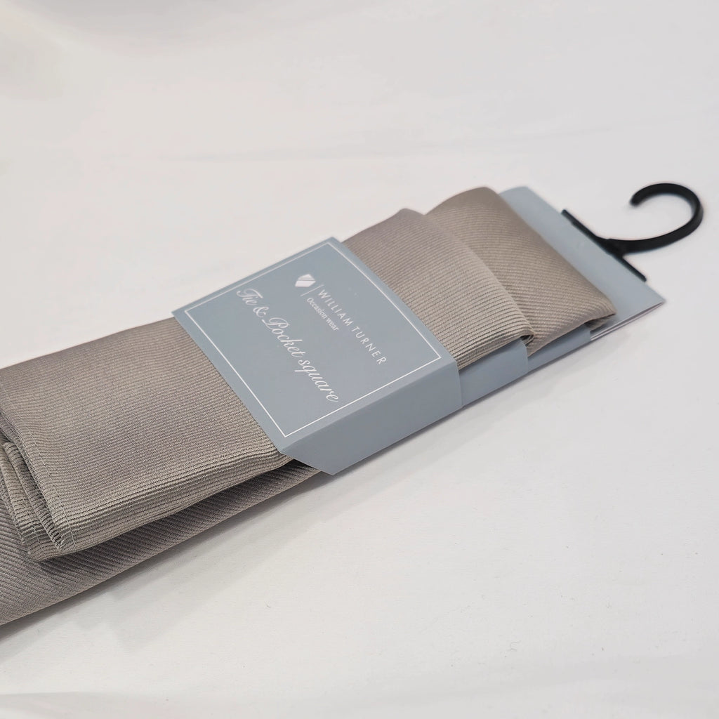 Twill Tie and Hankie Set - Taupe