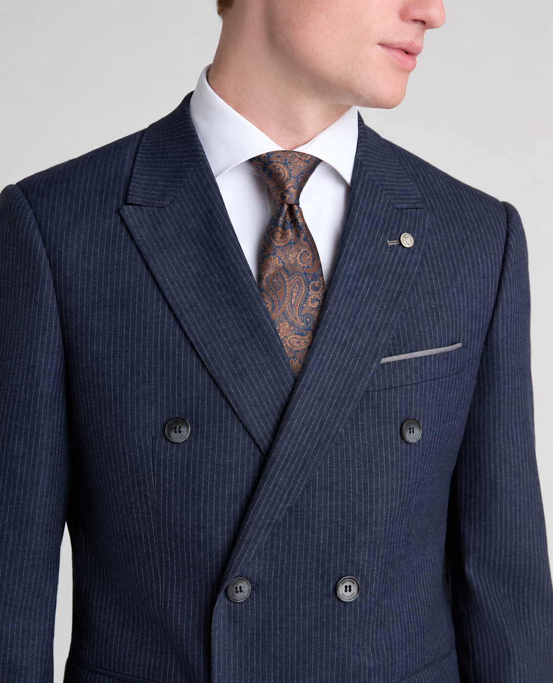 Remus Uomo Navy Pinstripe Double Breasted Suit
