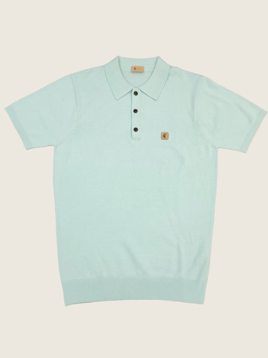 Gabicci Vintage - Short Sleeve Knitted Polo - Turquoise Blue