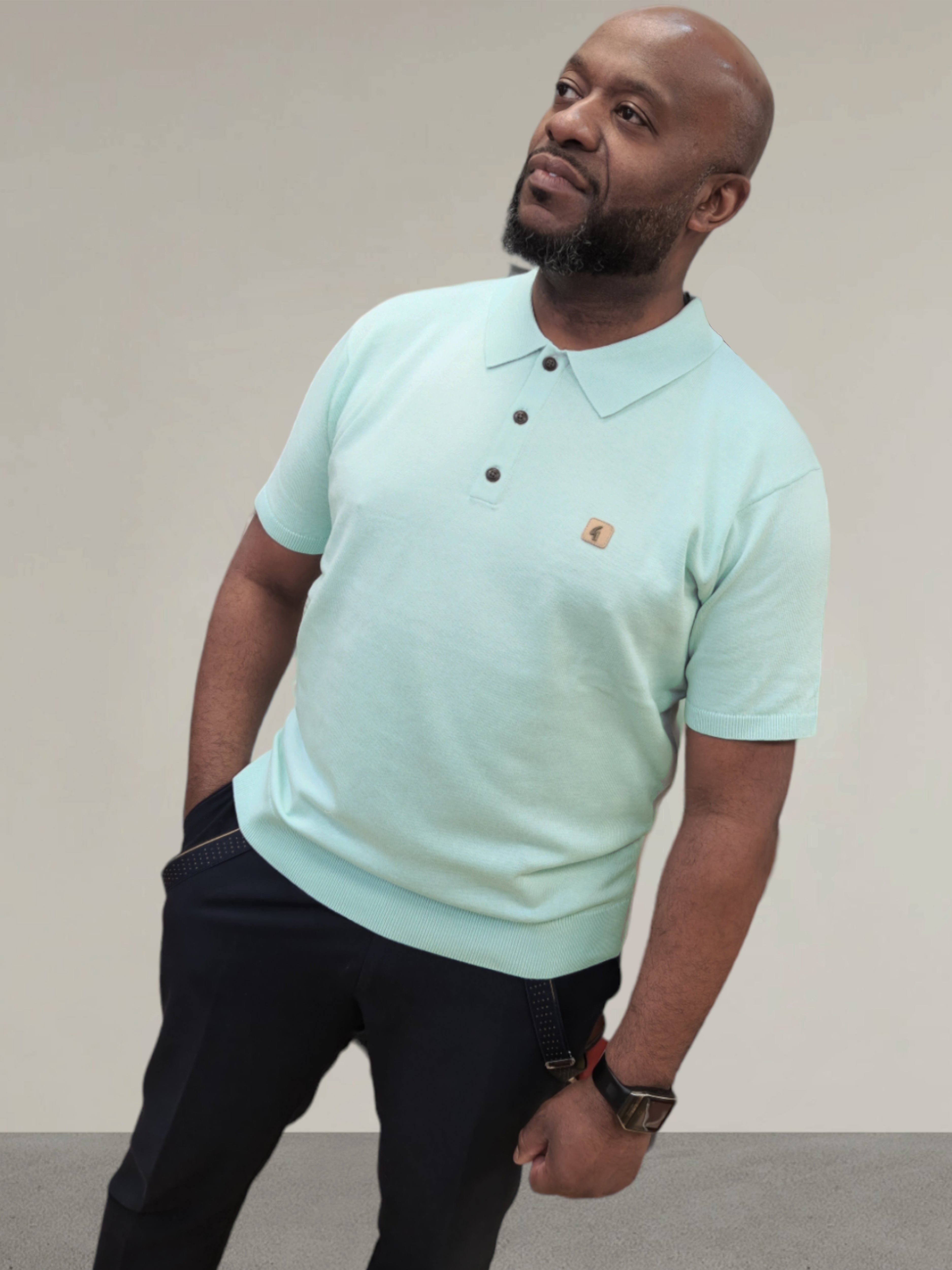 Gabicci Vintage - Short Sleeve Knitted Polo - Glass