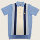 Gabicci Vintage - Short Sleeve Knitted Polo - Blue Stripe
