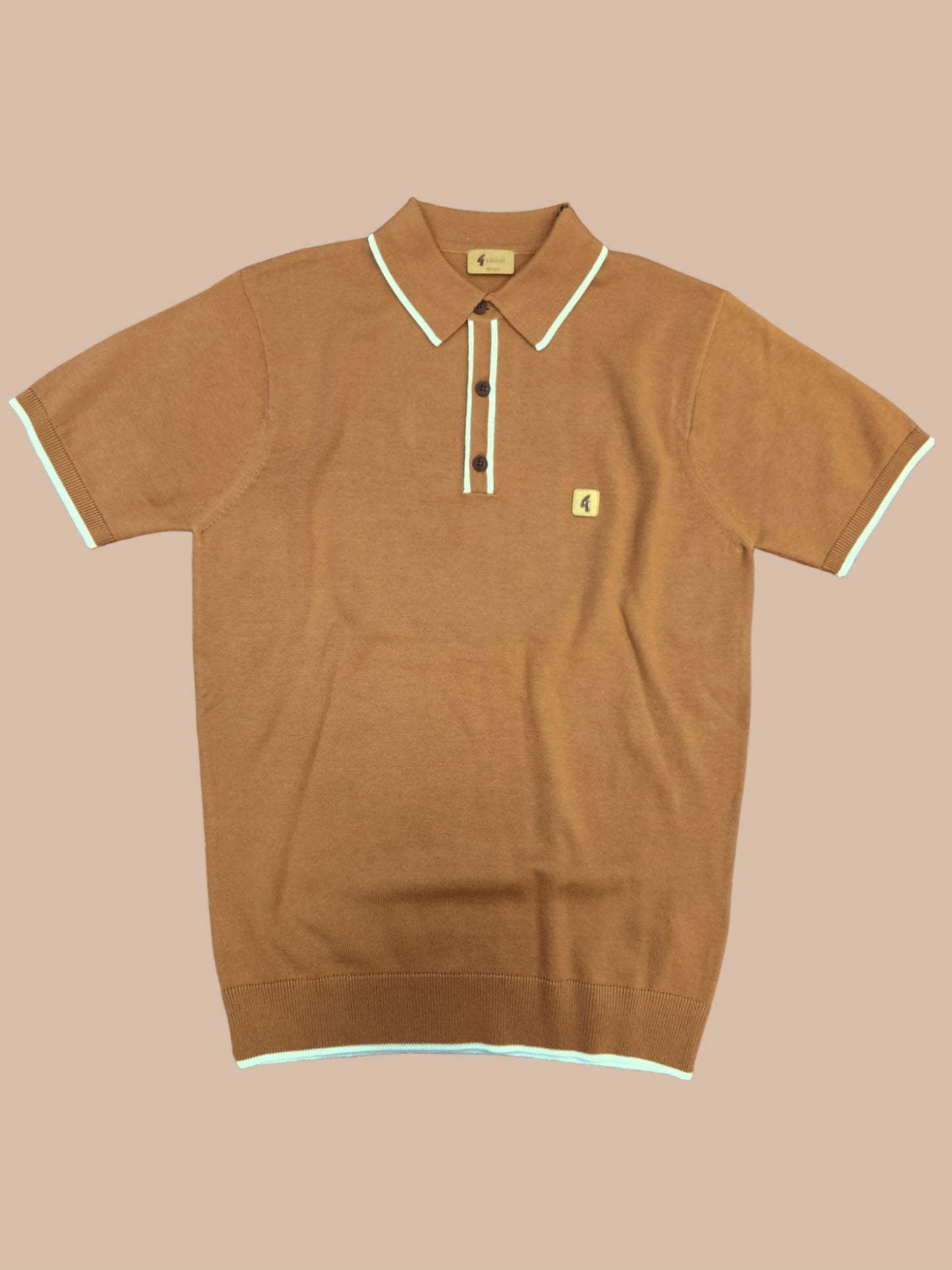 Gabicci Vintage - Short Sleeve Knitted Polo - Camel