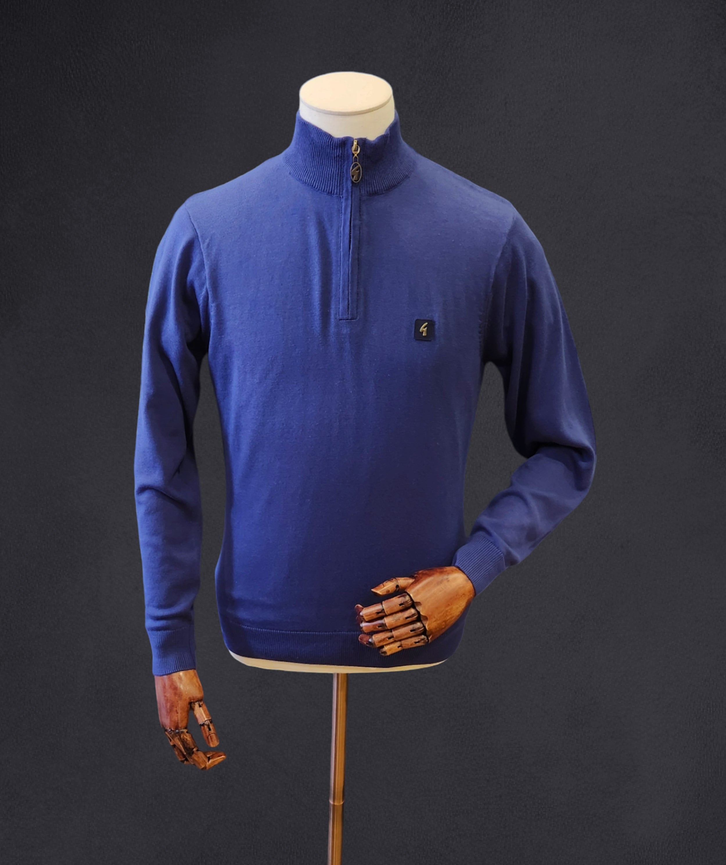 Gabicci Vintage Quarter Zip Jumper - Storm Blue
