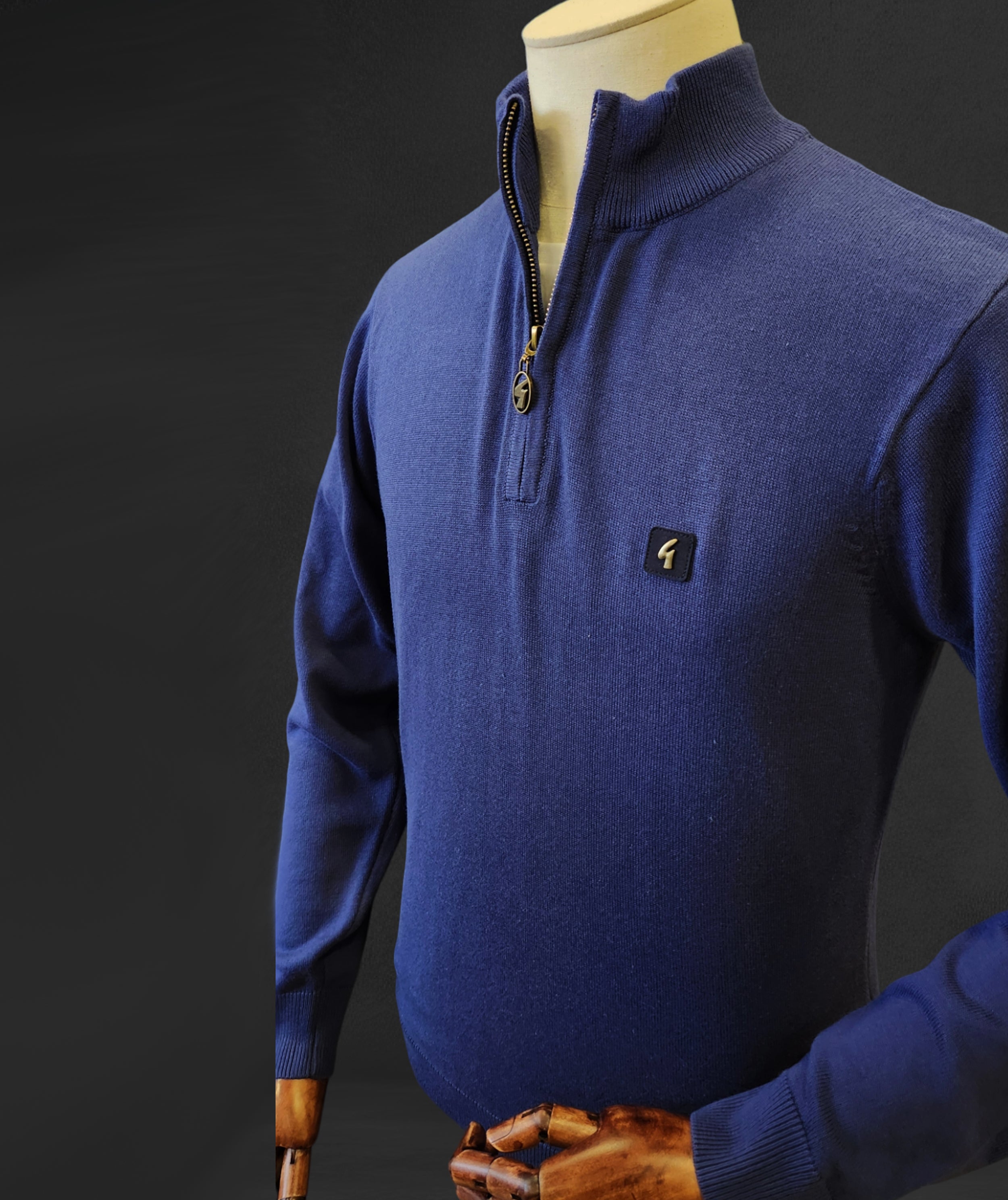 Gabicci Vintage Quarter Zip Jumper - Storm Blue