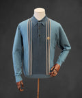 Gabicci Vintage - Long Sleeve Knitted Polo - Teal / Yellow