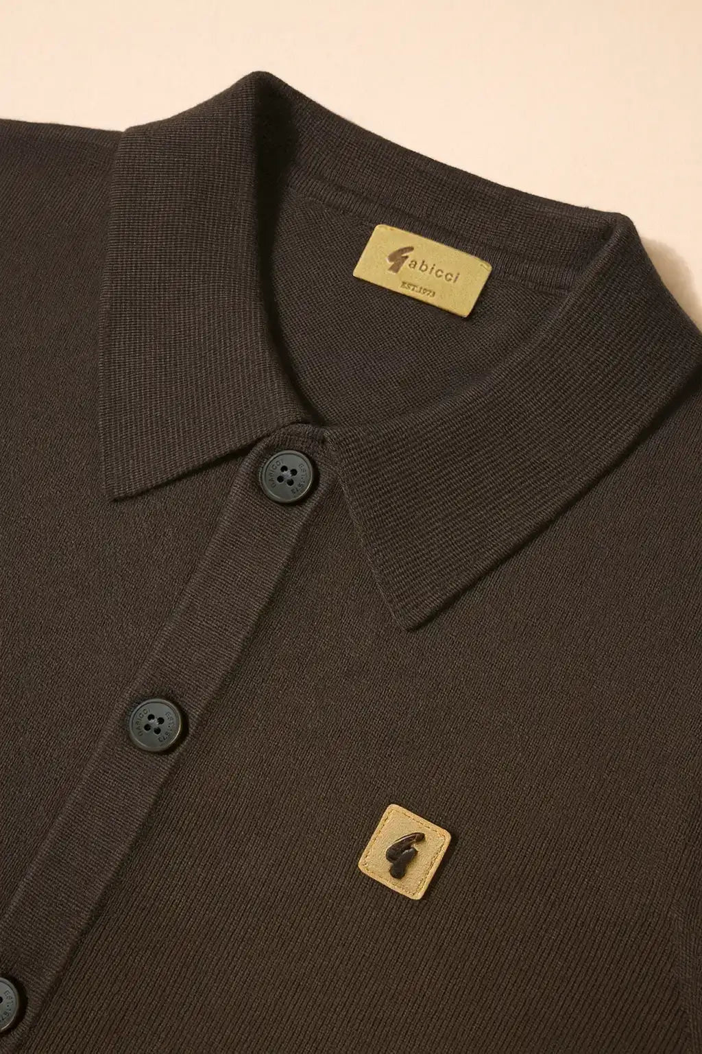 Plain Knitted Button-Through Polo - Clove Brown
