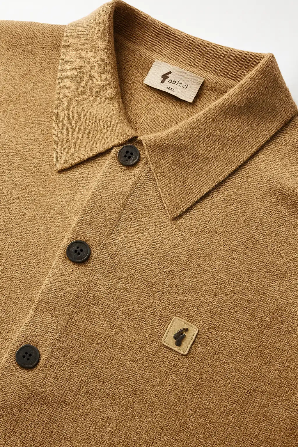 Plain Knitted Button-Through Polo - Nutmeg