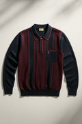 Vintage Stripe Knitted Polo - Black / Red