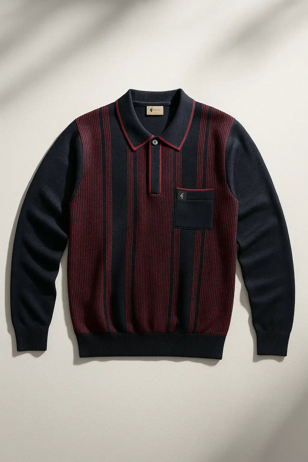 Vintage Stripe Knitted Polo - Black / Red