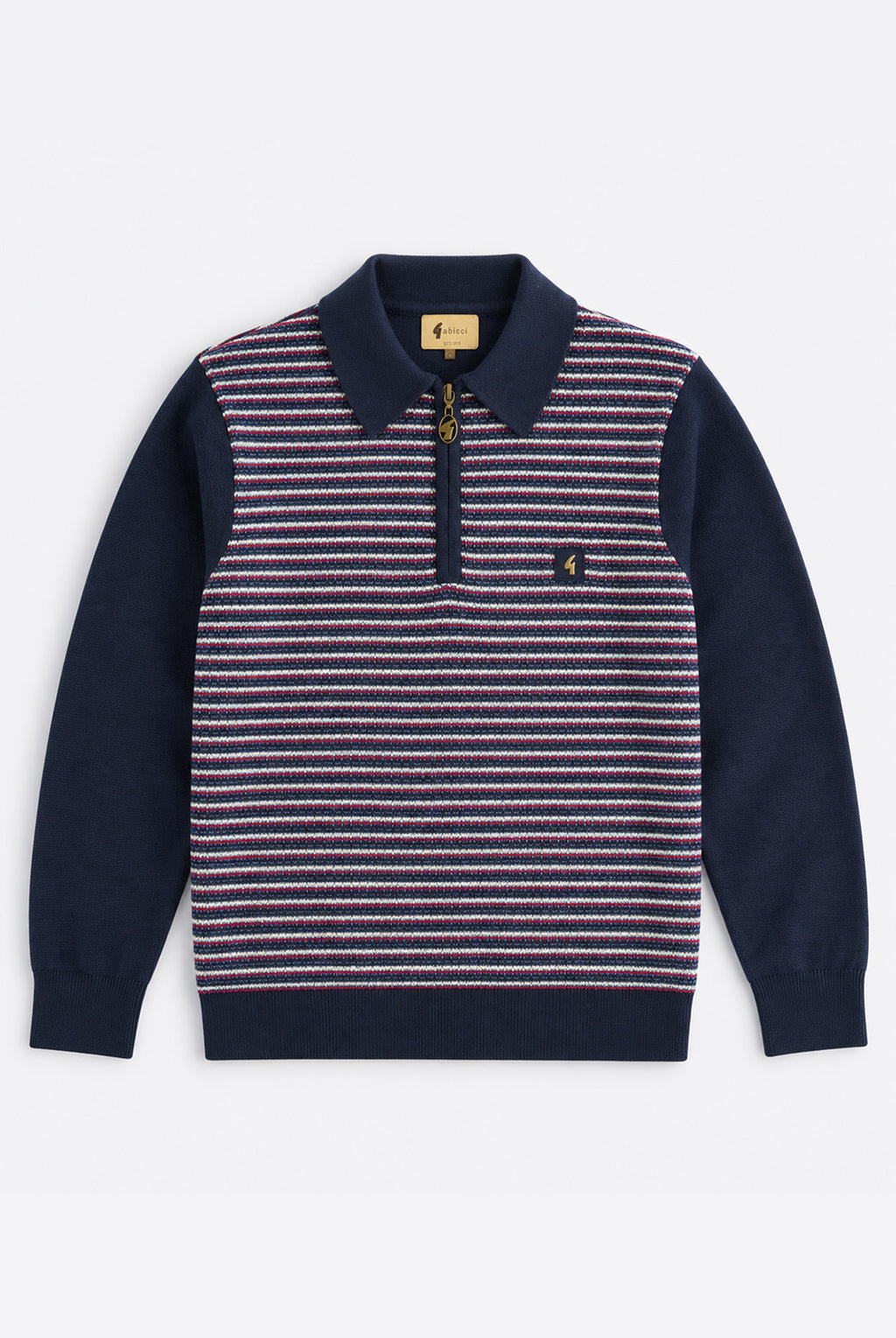 Gabbici Vintage Edmund Long Sleeve Zip Polo – Navy