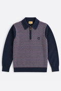 Gabbici Vintage Edmund Long Sleeve Zip Polo – Navy