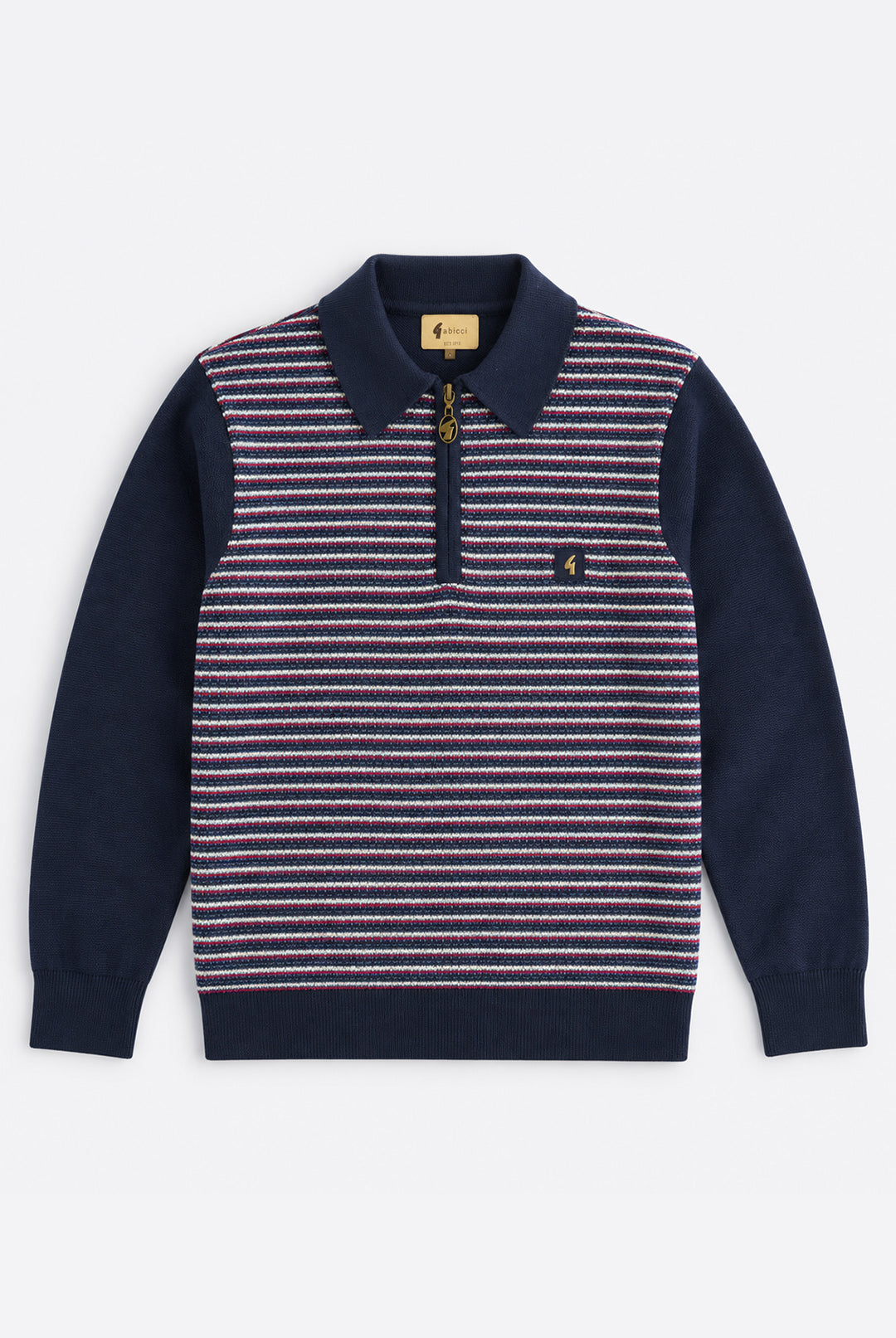 Gabbici Vintage Edmund Long Sleeve Zip Polo – Navy