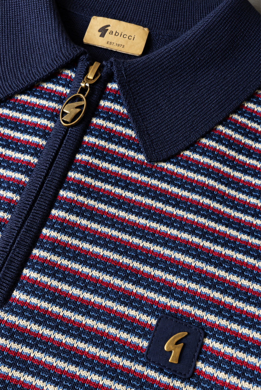 Gabbici Vintage Edmund Long Sleeve Zip Polo – Navy