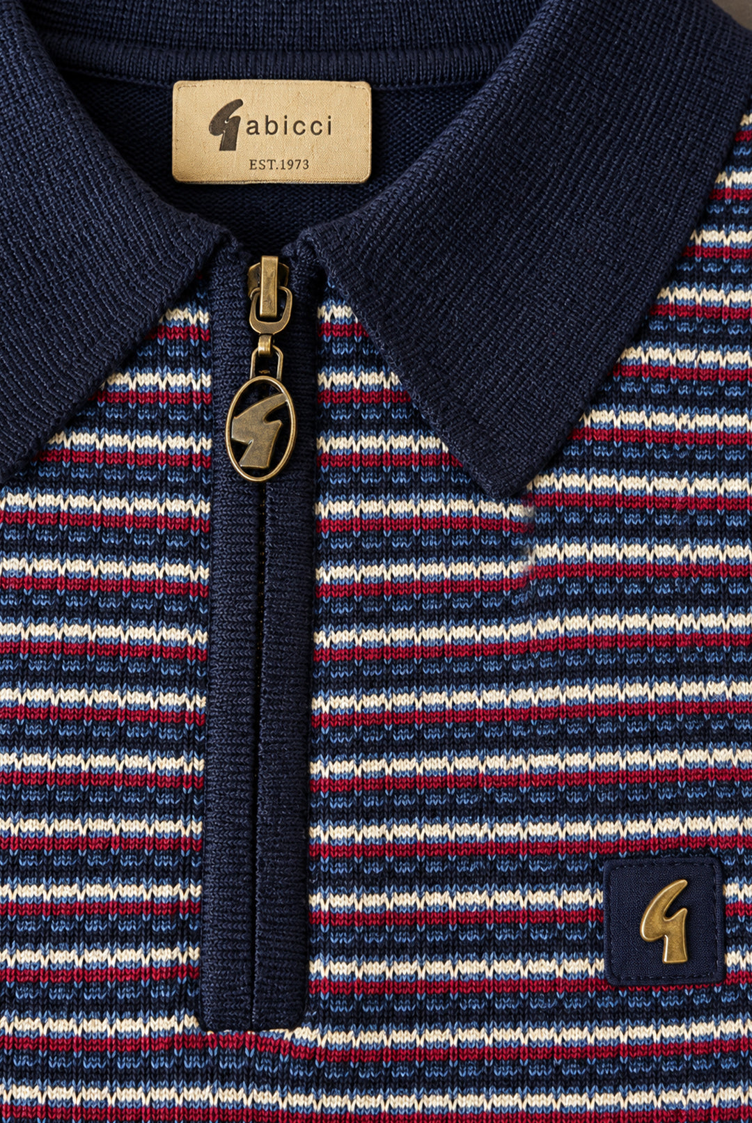Gabbici Vintage Edmund Long Sleeve Zip Polo – Navy