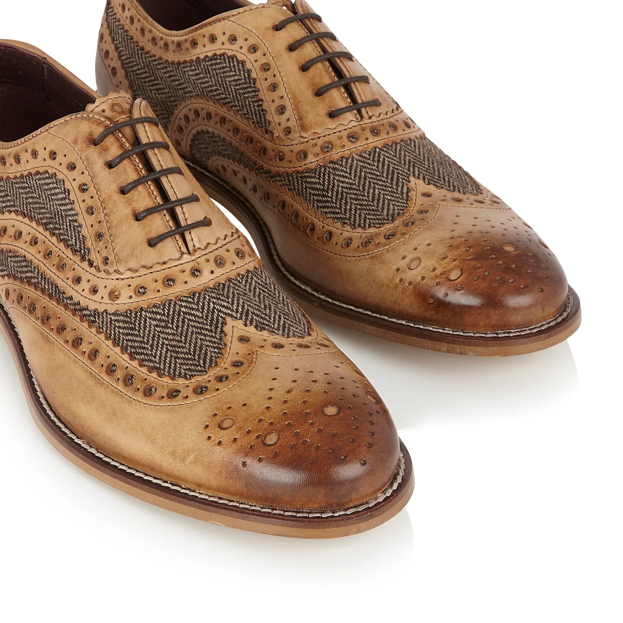 Gatsby Brogue - Tan / Brown Tweed