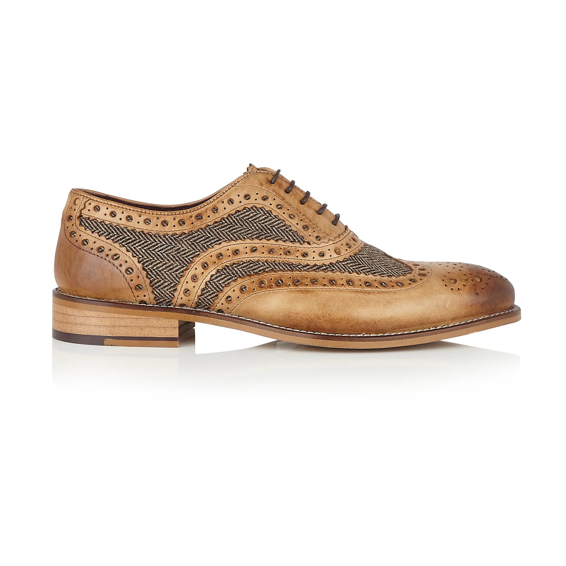 Gatsby Brogue - Tan / Brown Tweed