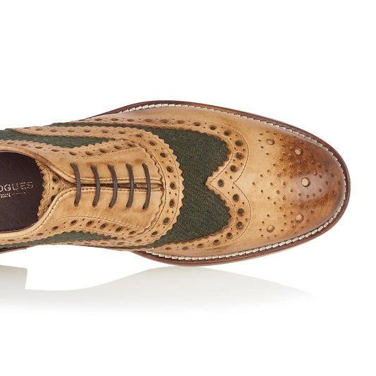 Gatsby Brogue - Tan / Green Tweed