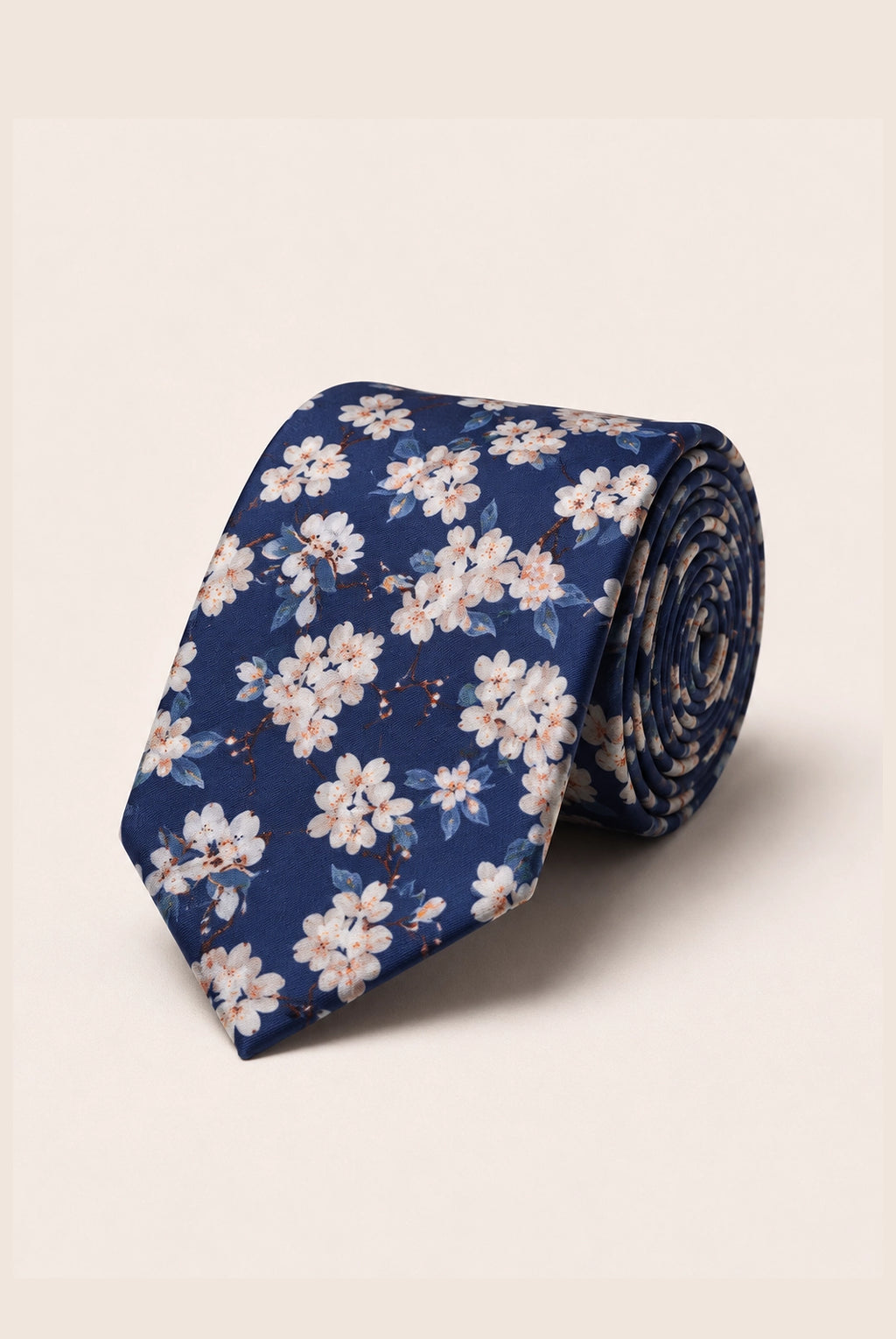 Wedding Blossom Cotton Tie and Hankie - Airforce