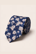 Wedding Blossom Cotton Tie and Hankie - Airforce