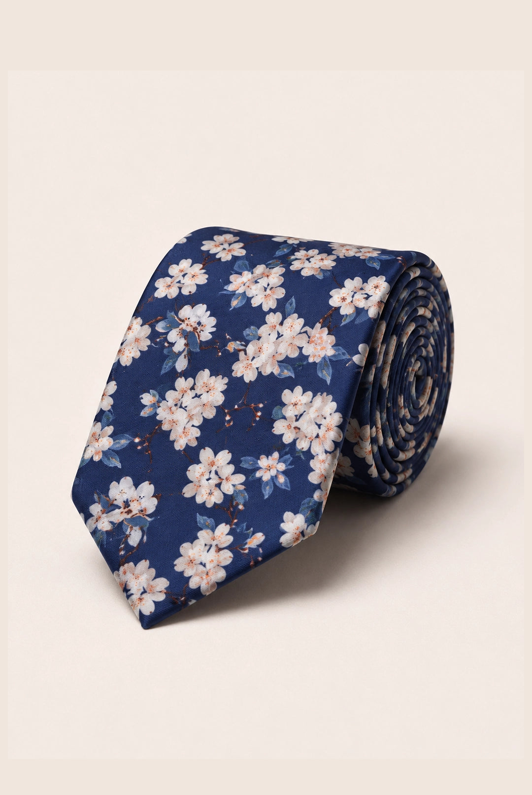 Wedding Blossom Cotton Tie and Hankie - Airforce