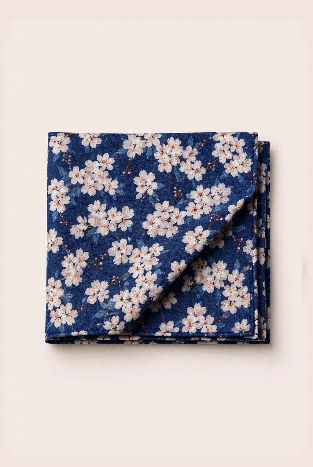 Wedding Blossom Cotton Tie and Hankie - Airforce