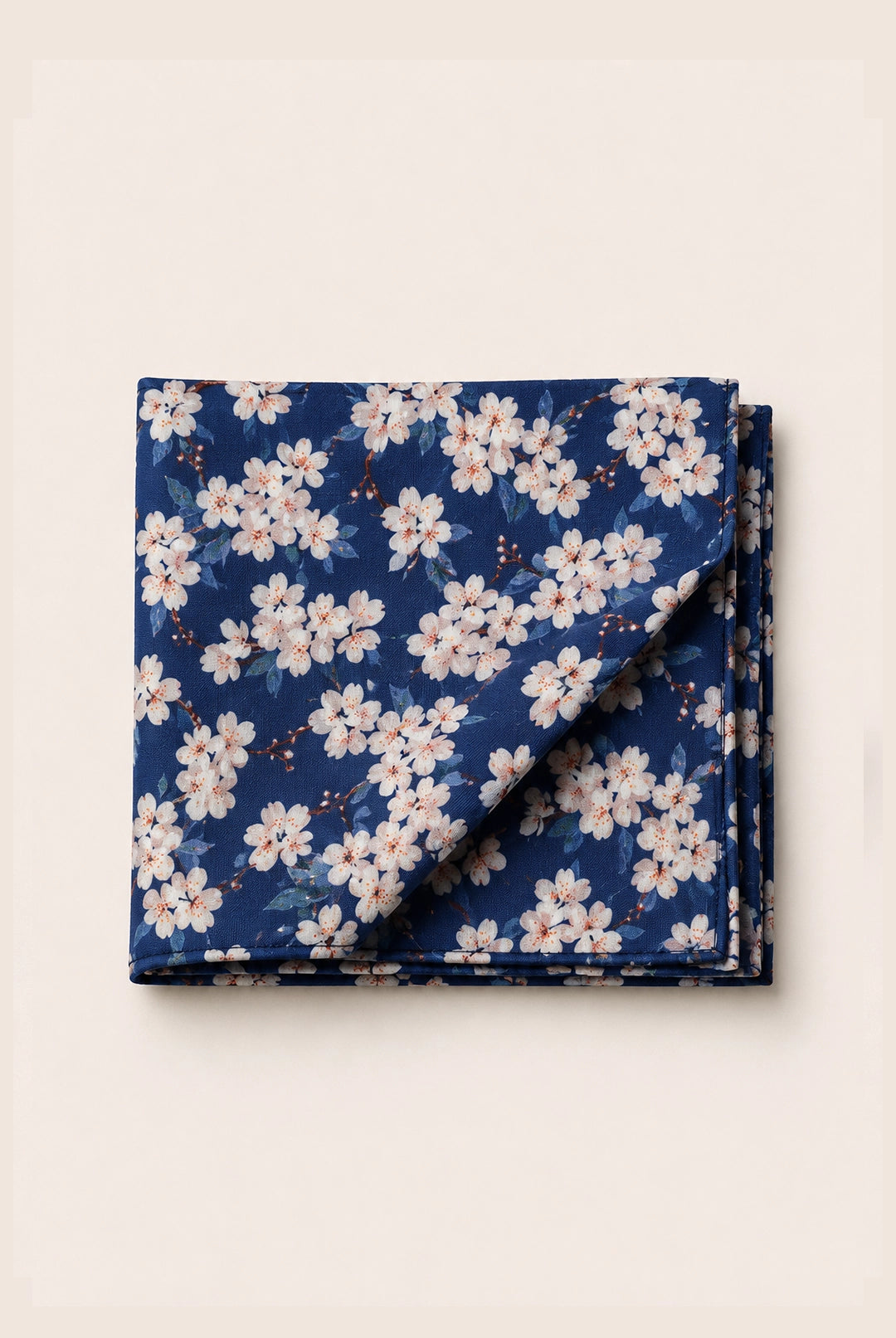 Wedding Blossom Cotton Tie and Hankie - Airforce