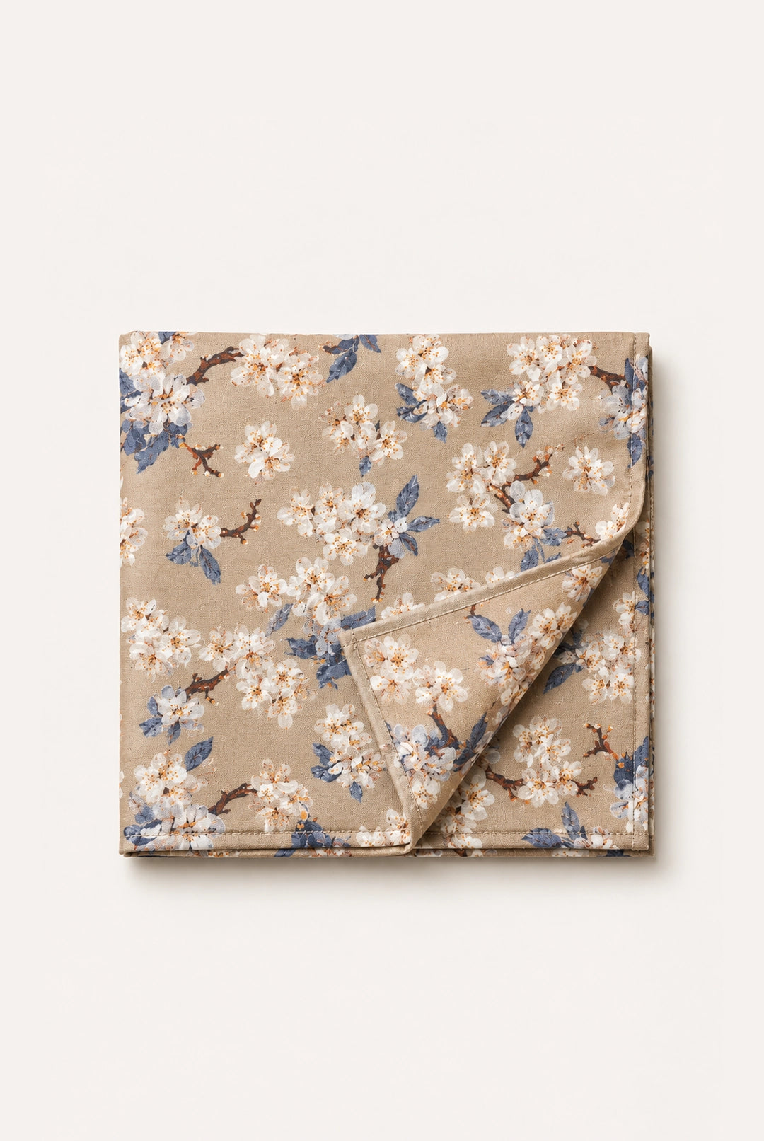 Wedding Blossom Tie and Hankie Set - Biscuit