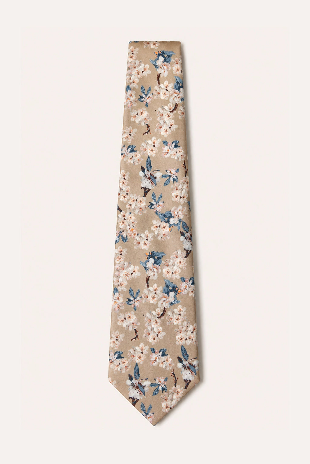 Wedding Blossom Tie and Hankie Set - Biscuit