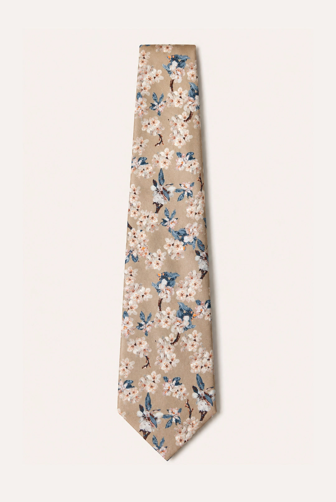 Wedding Blossom Tie and Hankie Set - Biscuit