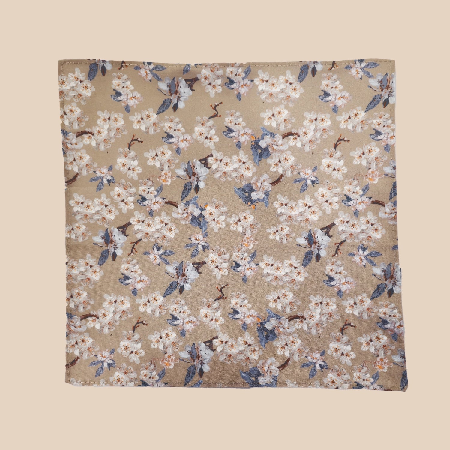 Wedding Blossom Tie and Hankie Set - Biscuit