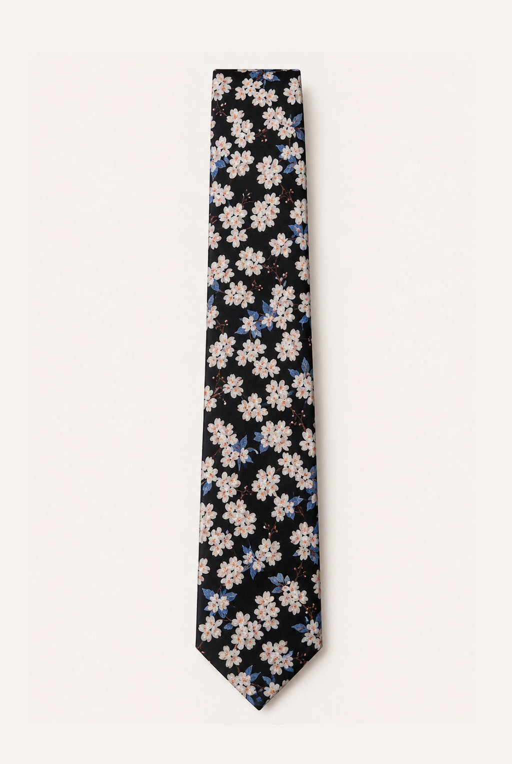 Wedding Blossom Cotton Tie and Hankie - Black