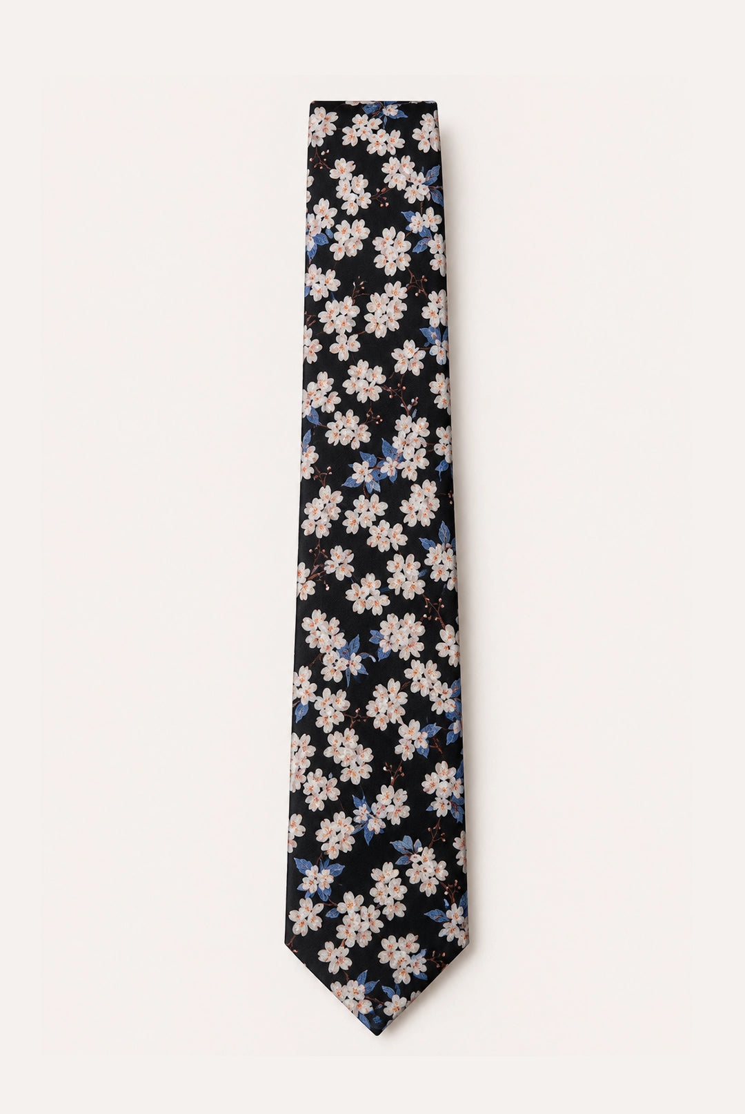 Wedding Blossom Cotton Tie and Hankie - Black