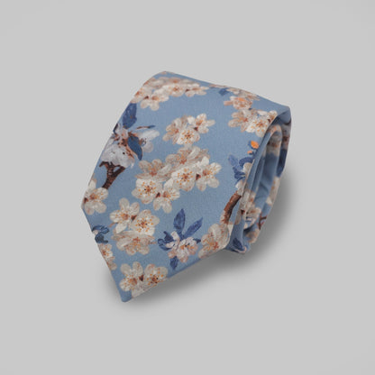 Wedding Blossom Tie and Hankie Set - Blue