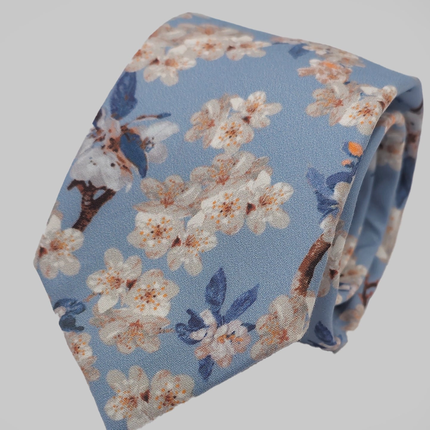 Wedding Blossom Tie and Hankie Set - Blue