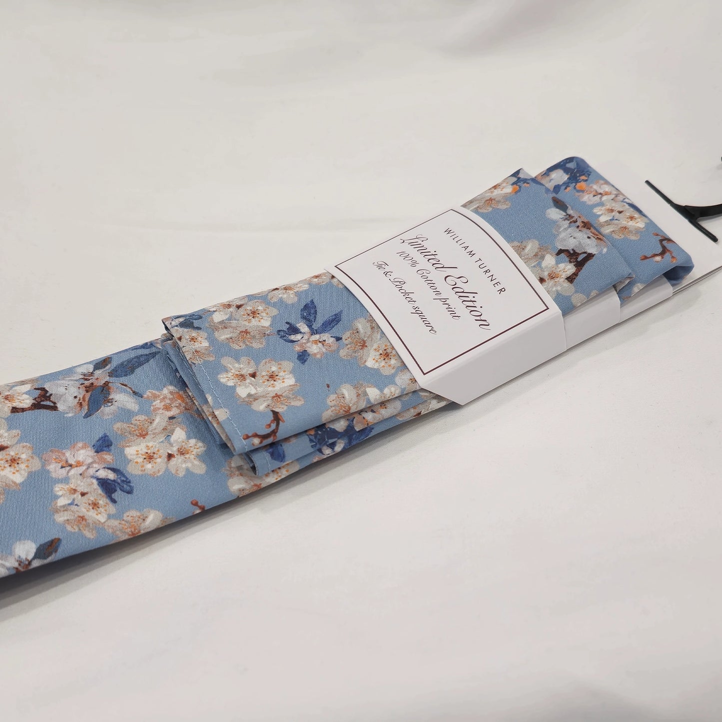 Wedding Blossom Tie and Hankie Set - Blue