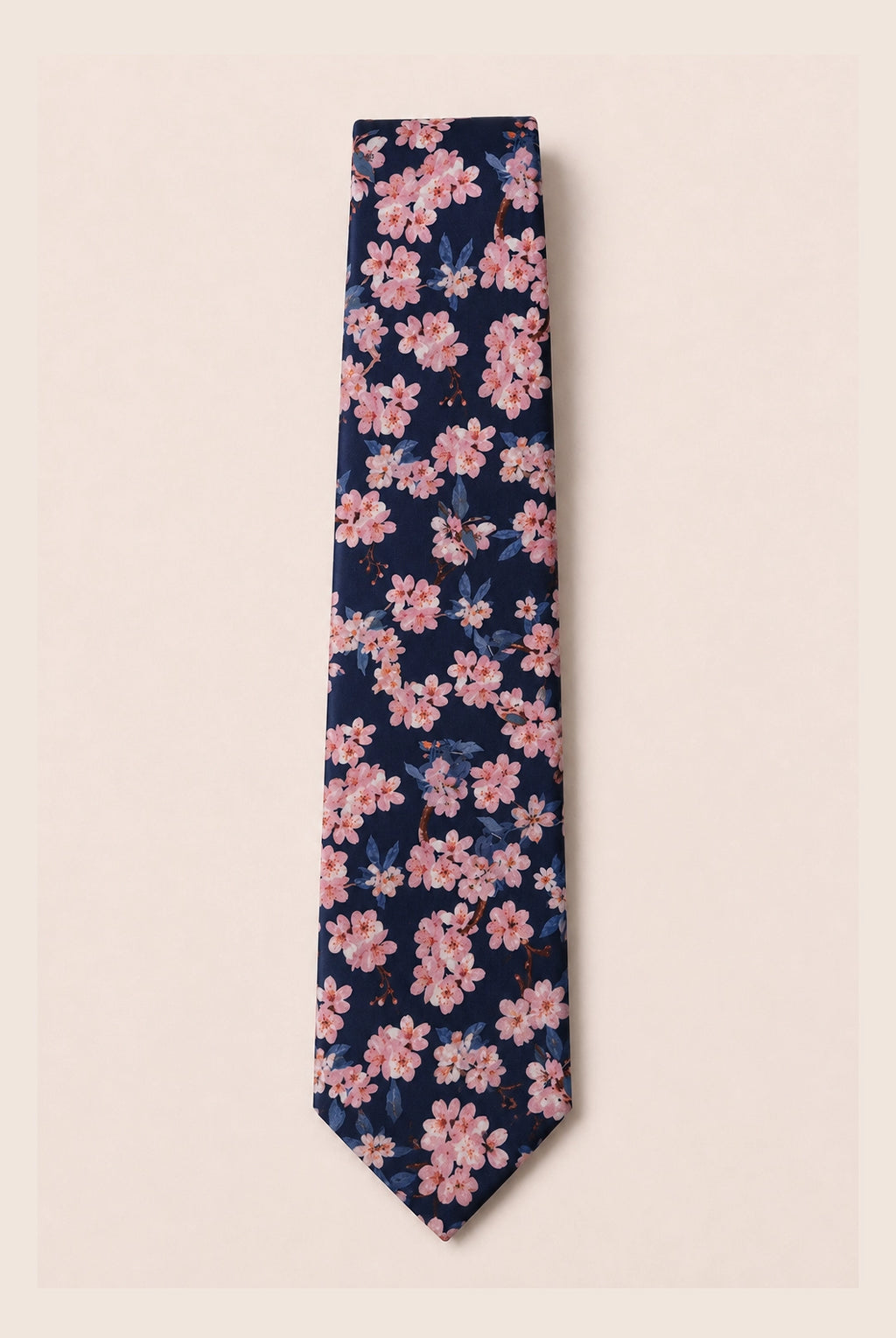 Wedding Blossom Cotton Tie and Hankie - Indigo