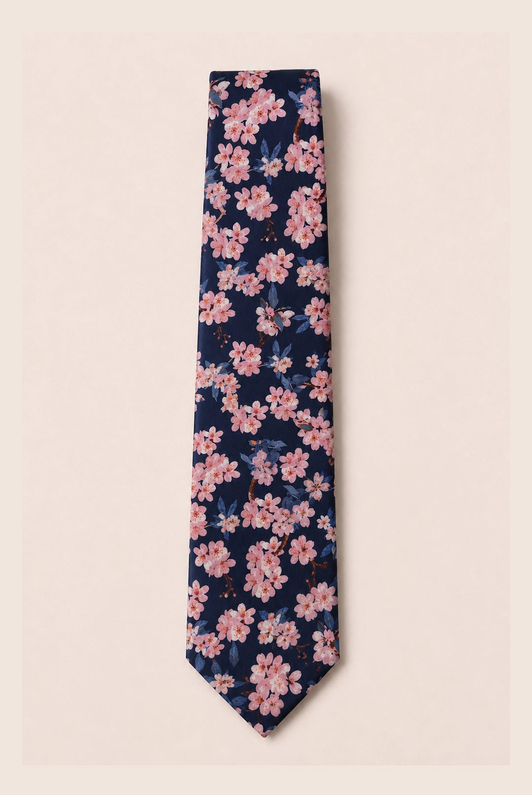 Wedding Blossom Cotton Tie and Hankie - Indigo