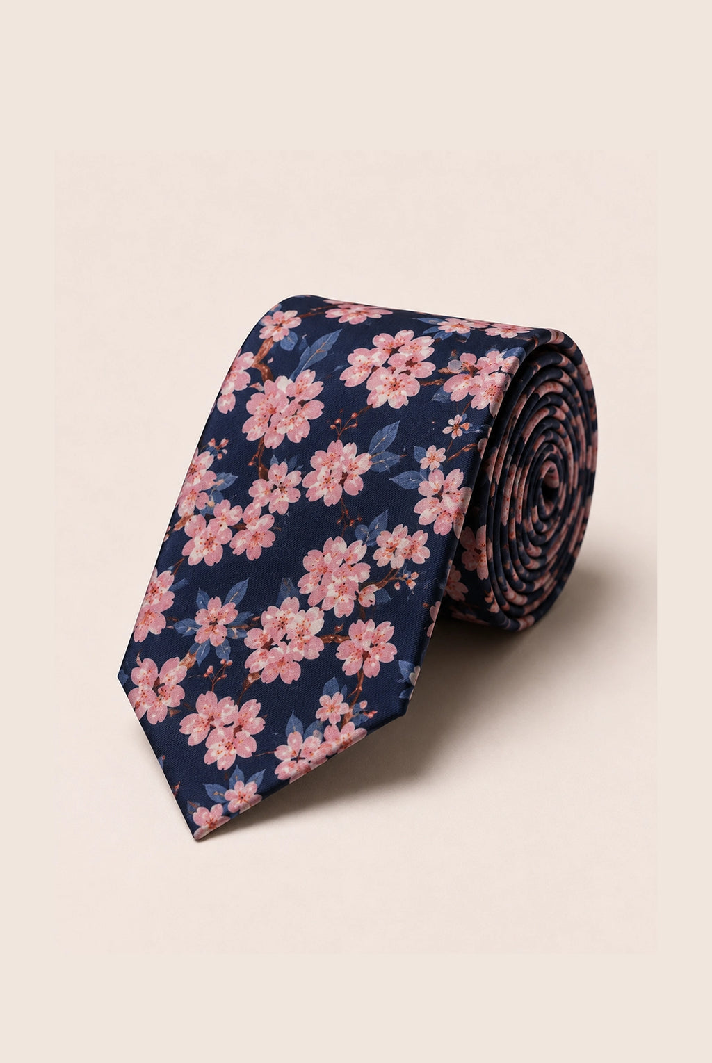 Wedding Blossom Cotton Tie and Hankie - Indigo
