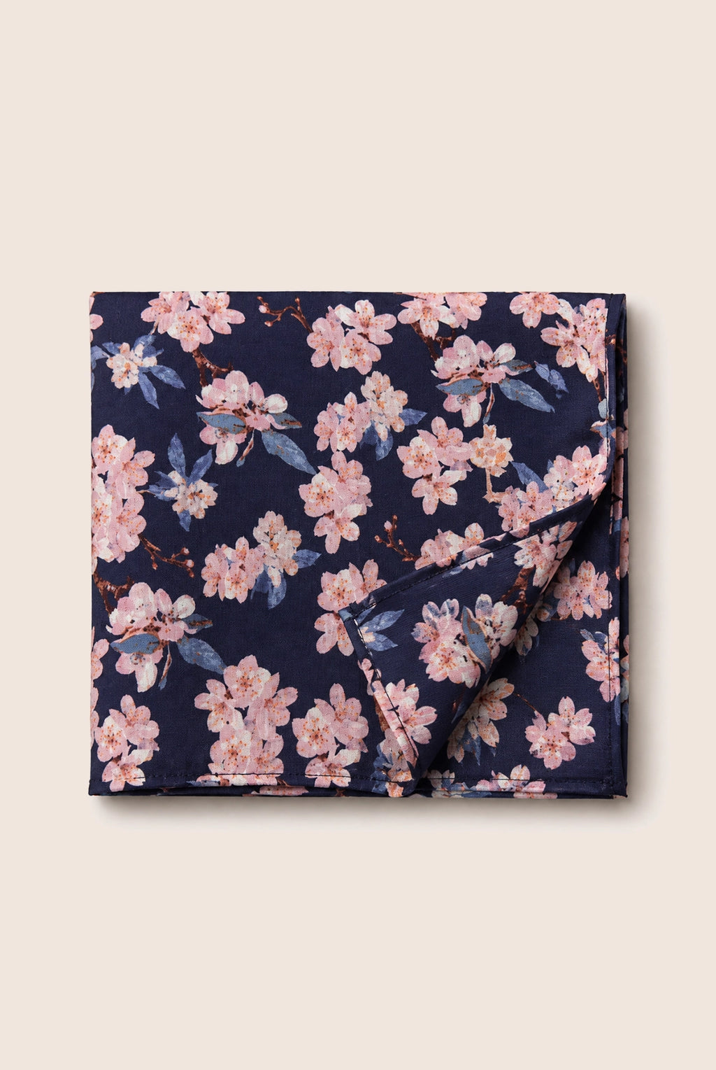Wedding Blossom Cotton Tie and Hankie - Indigo