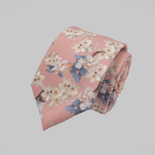 Wedding Blossom Tie and Hankie Set - Pink