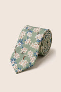 Wedding Blossom Tie and Hankie Set - Sage
