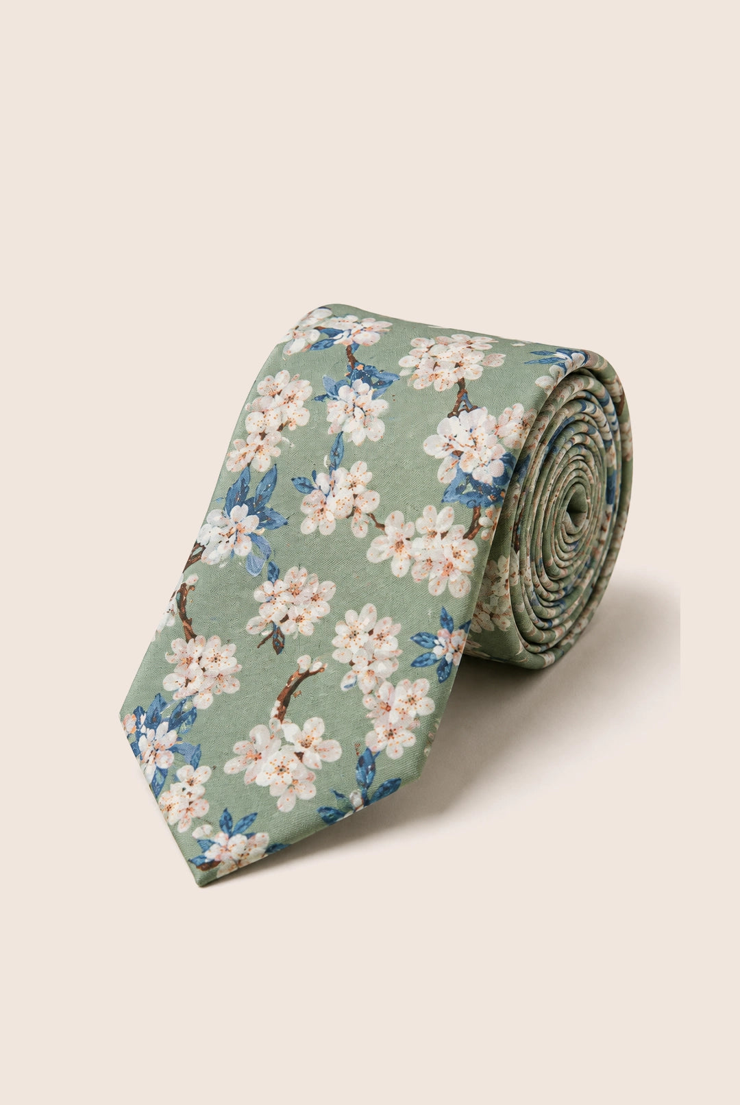 Wedding Blossom Tie and Hankie Set - Sage