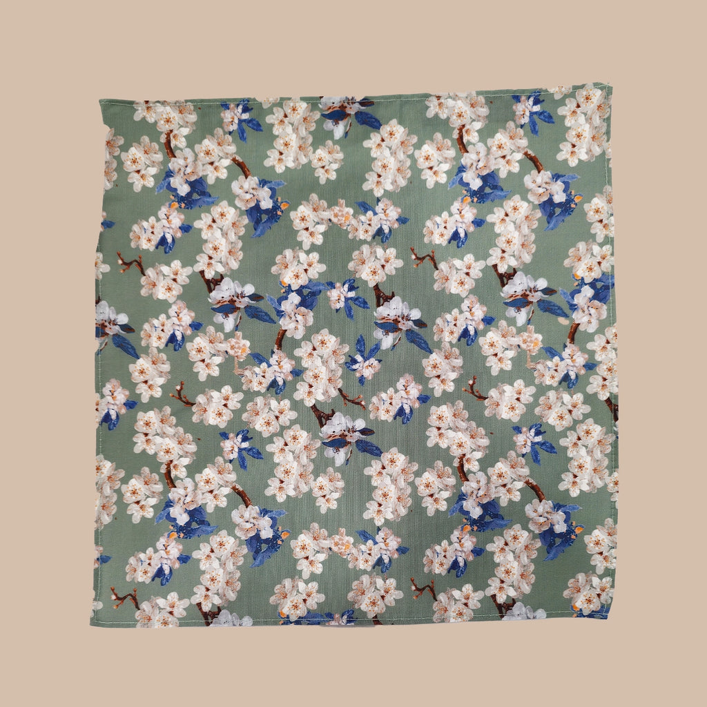 Wedding Blossom Tie and Hankie Set - Sage