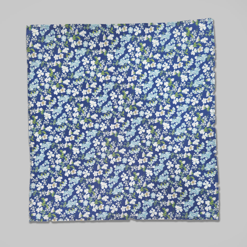 Wild Flower Tie and Hankie Set - Navy Sky