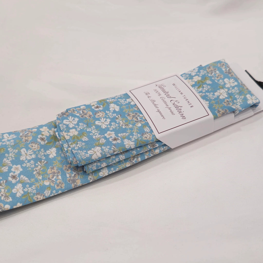 Wild Flower Tie and Hankie Set - Ultra Marine