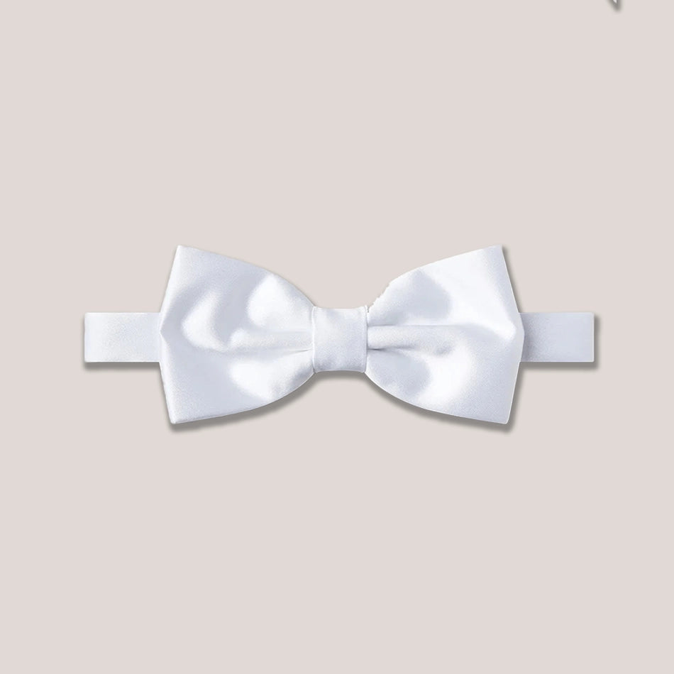 Satin Clip-On Bow Tie - White