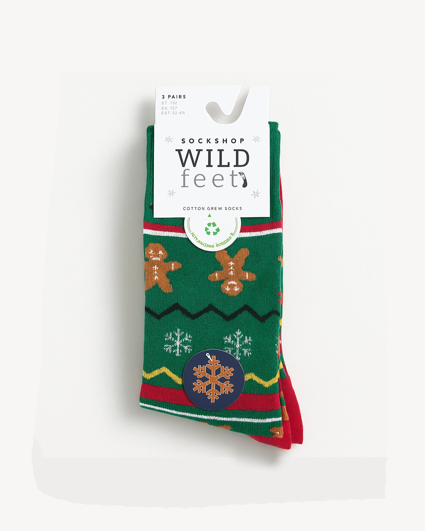 Christmas Novelty Socks 3 Pair Pack - Gingerbread