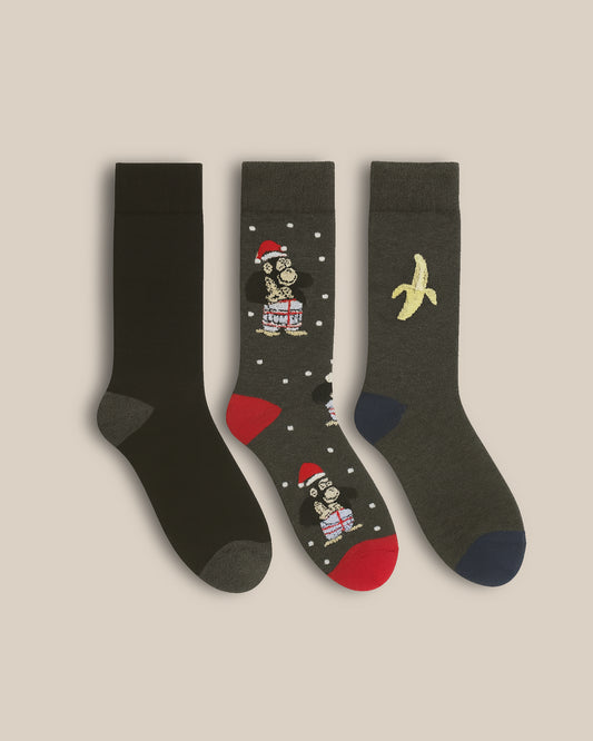 Christmas Novelty Socks 3 Pair Pack - Gorilla Gift
