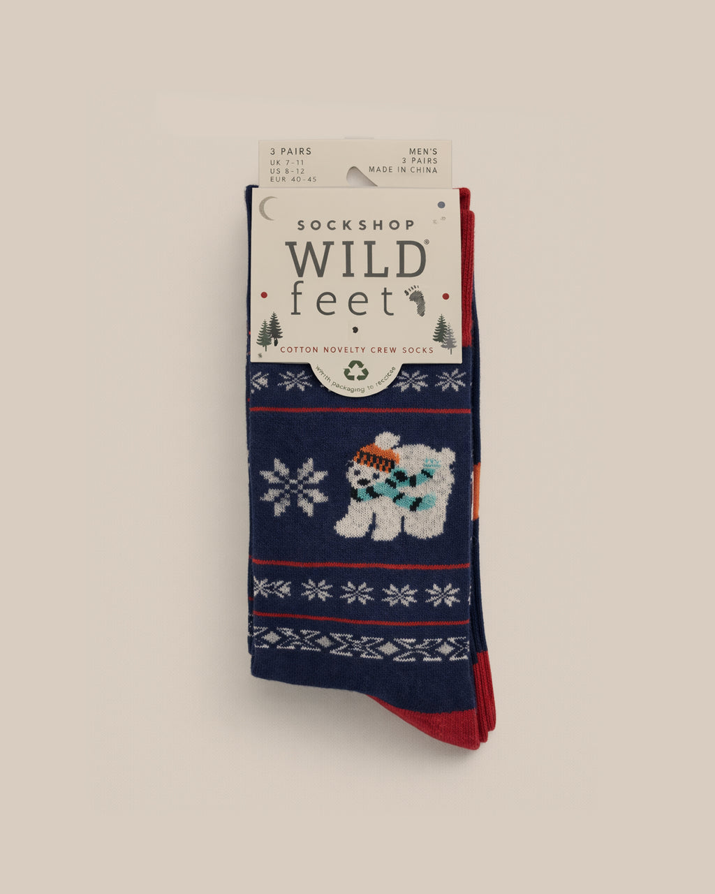 Christmas Novelty Socks 3 Pair Pack - Polar Bear