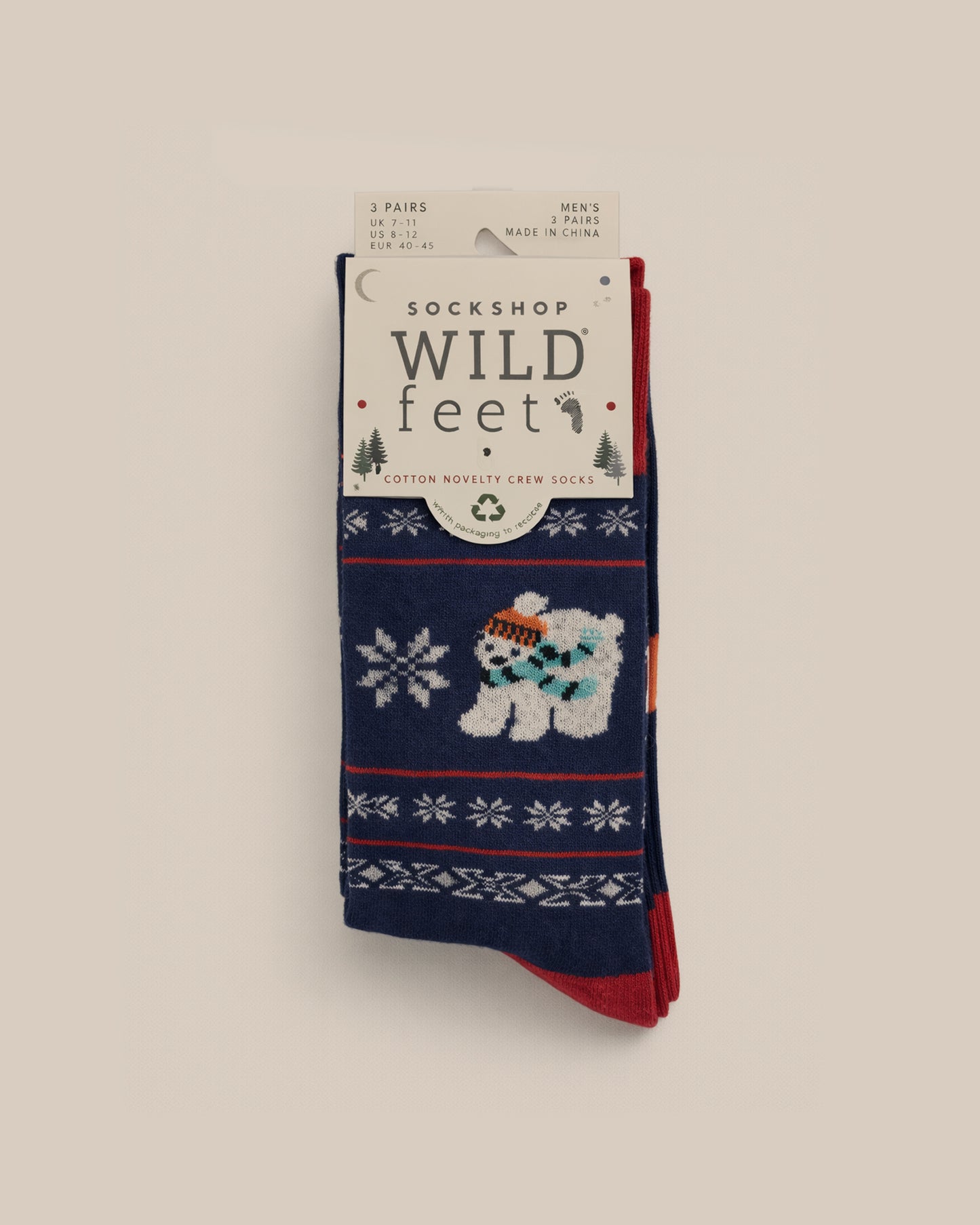 Christmas Novelty Socks 3 Pair Pack - Polar Bear